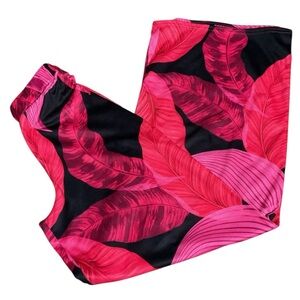 Boohoo Pink and Black Leaf Print Trousers